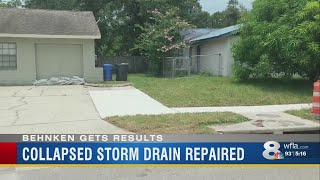 Collapsed storm water pipe fixed