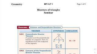 MT 5 LT 1 seminar part 1 perpendicular bisectors
