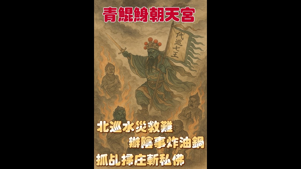 青鯤鯓朝天宮代巡七王神蹟(2)北巡水災救難,辦陰事炸油鍋,預抓乩掃庄斬私佛#青鯤鯓朝天宮#代巡七王 - YouTube