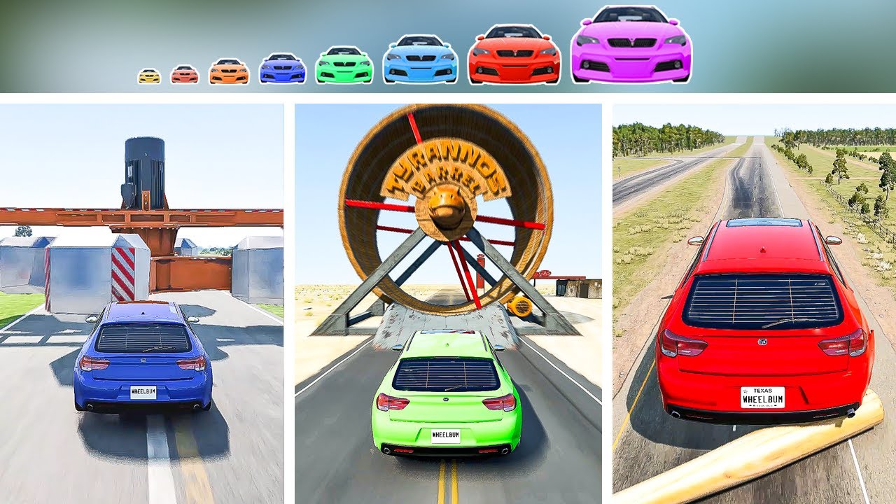 Big And Small Cars vs Spinning Barriers – BeamNG.Drive