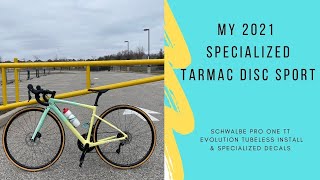 2021 Specialized Tarmac SL6 Disc Sport With Schwalbe Pro One TT Tubeless Tires Tan Wall 2021 Specialized Tarmac SL6 Disc Sport With Schwalbe Pro One TT Tubeless Tires Tan Wall