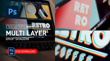 Multi Layer Retro Text Effect in Photoshop - Drop Shadow + Free PSD File  [100 Text Effects]