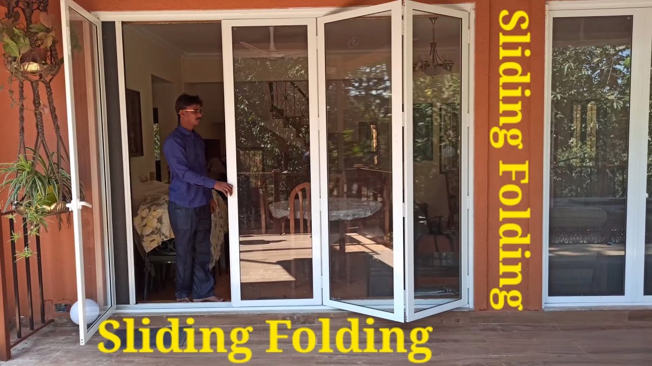 Sliding Folding Doors with Locks & Handles Aluminium Doors Foldable