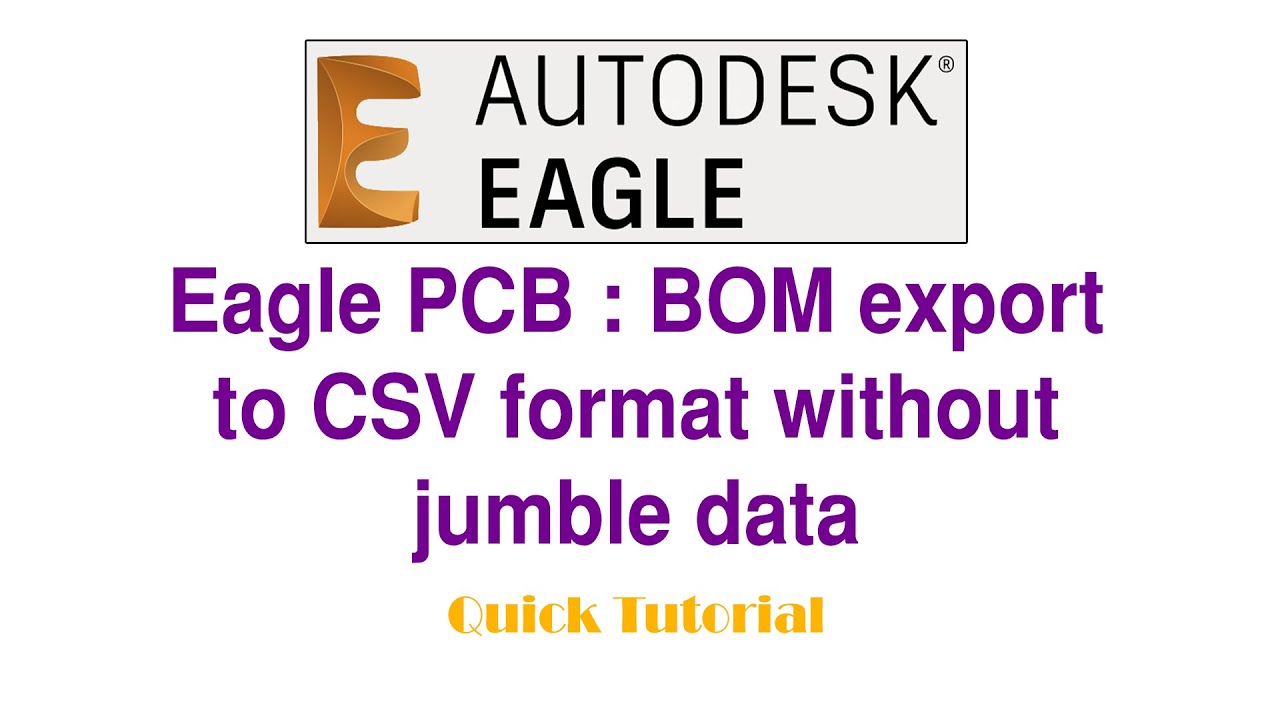 Eagle PCB : BOM export to CSV format without jumble data