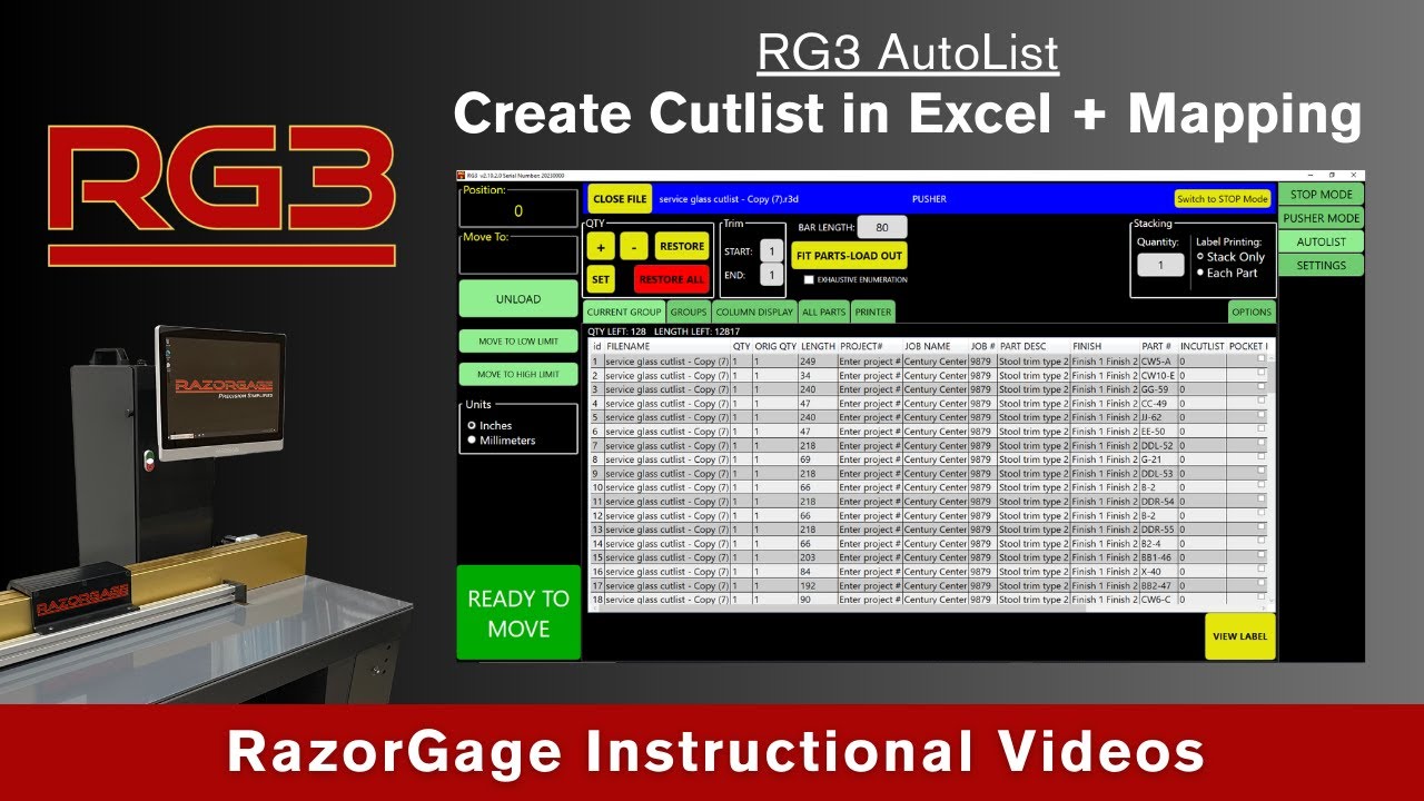 RG3 AutoList – Create Cutlist in Excel + Mapping