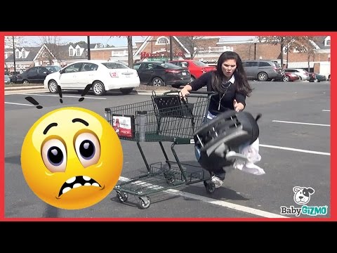 car seat on top of shopping cart
