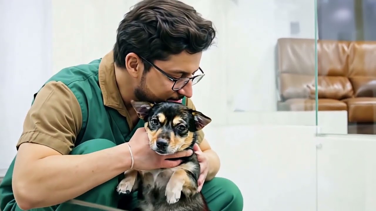 Ref to video 丨 A vet loving his patient pet in the clinic