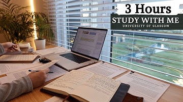 3 HOUR STUDY WITH ME⎢Background noise, 10 min Break, No music, Study with Merve