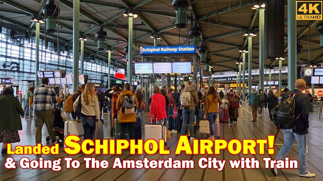 Schiphol Airport of Amsterdam❗Landed & walk to the Railway Station to catch a train to the city ✈🚆