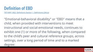 Eligibility Determination EBD  Learning 1