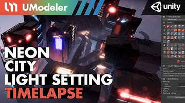 3D Modeling in Unity - Timelapse of a Light Setting in the Neon-City with UModeler