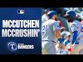Andrew McCutchen rockets one out for his first home run as a member of the Texas Rangers! 🚀