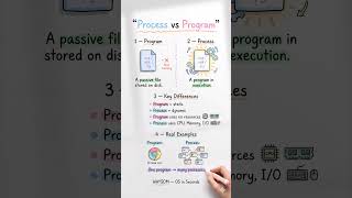 Process vs Program explained in 60 seconds | OS Basics#operatingsystem #learn #education