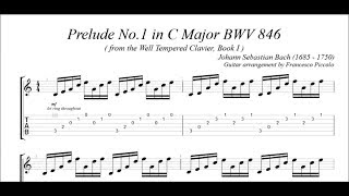 Classical Guitar - J. S. Bach - Prelude No.1 in C Major BWV 846 from the Well Tempered Clavier chords