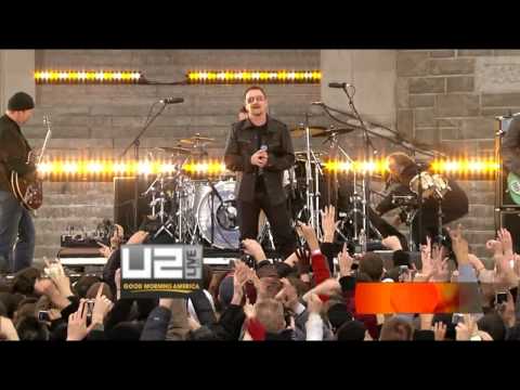 U2 play I'll Go Crazy If I Don't Go Crazy Tonight live in New York at Fordham University on Good Morning America Show.