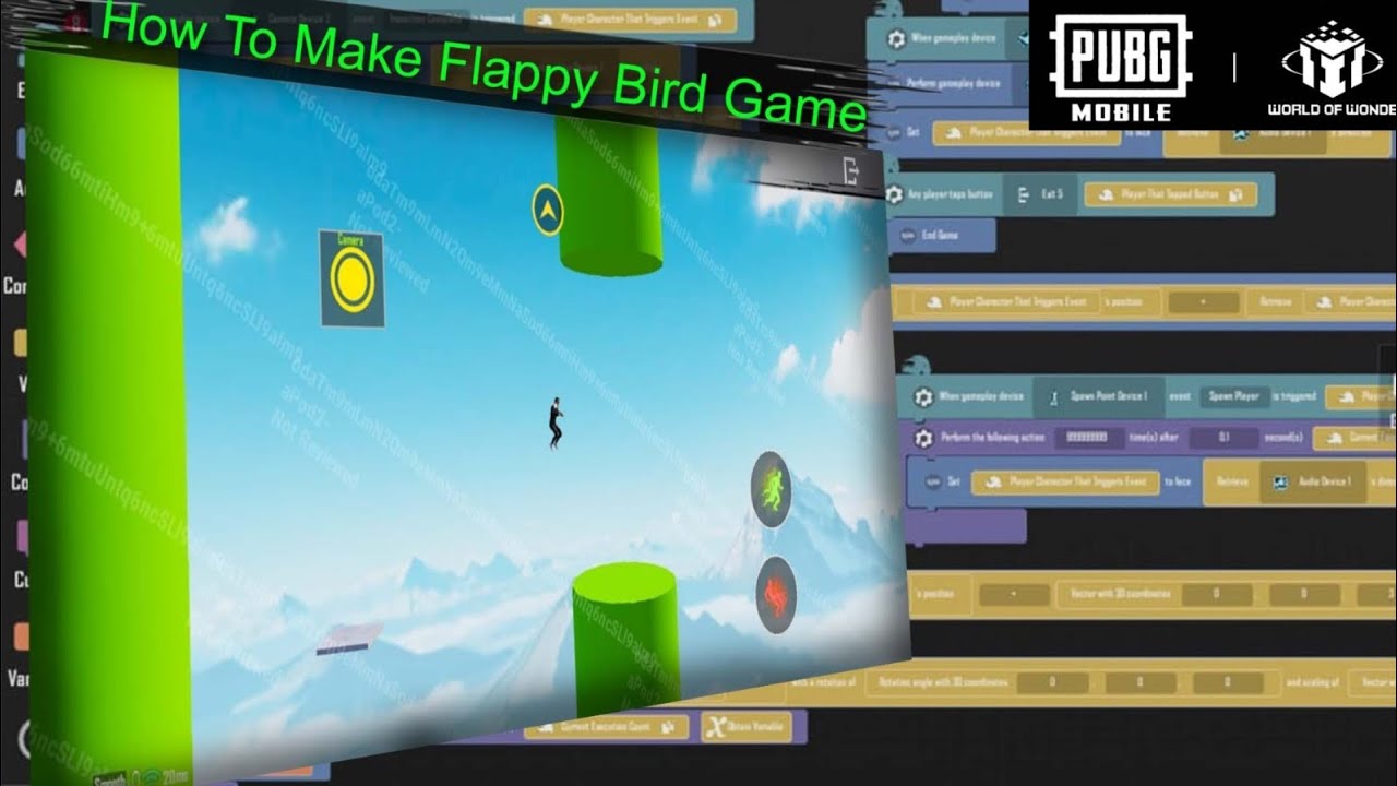 Making Flappy Bird Game using visual programming and UI Editor PUBG Mobile | WOW Mod.