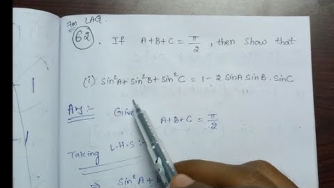 prove that Sin²A+Sin²B+Sin²C=1-2SinA.SinB.SinC #trigonometryUptoTransformations chapter in Telugu ||