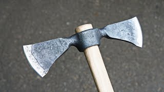 Reforged Old mason's pickaxe  in Viking double throwing ax