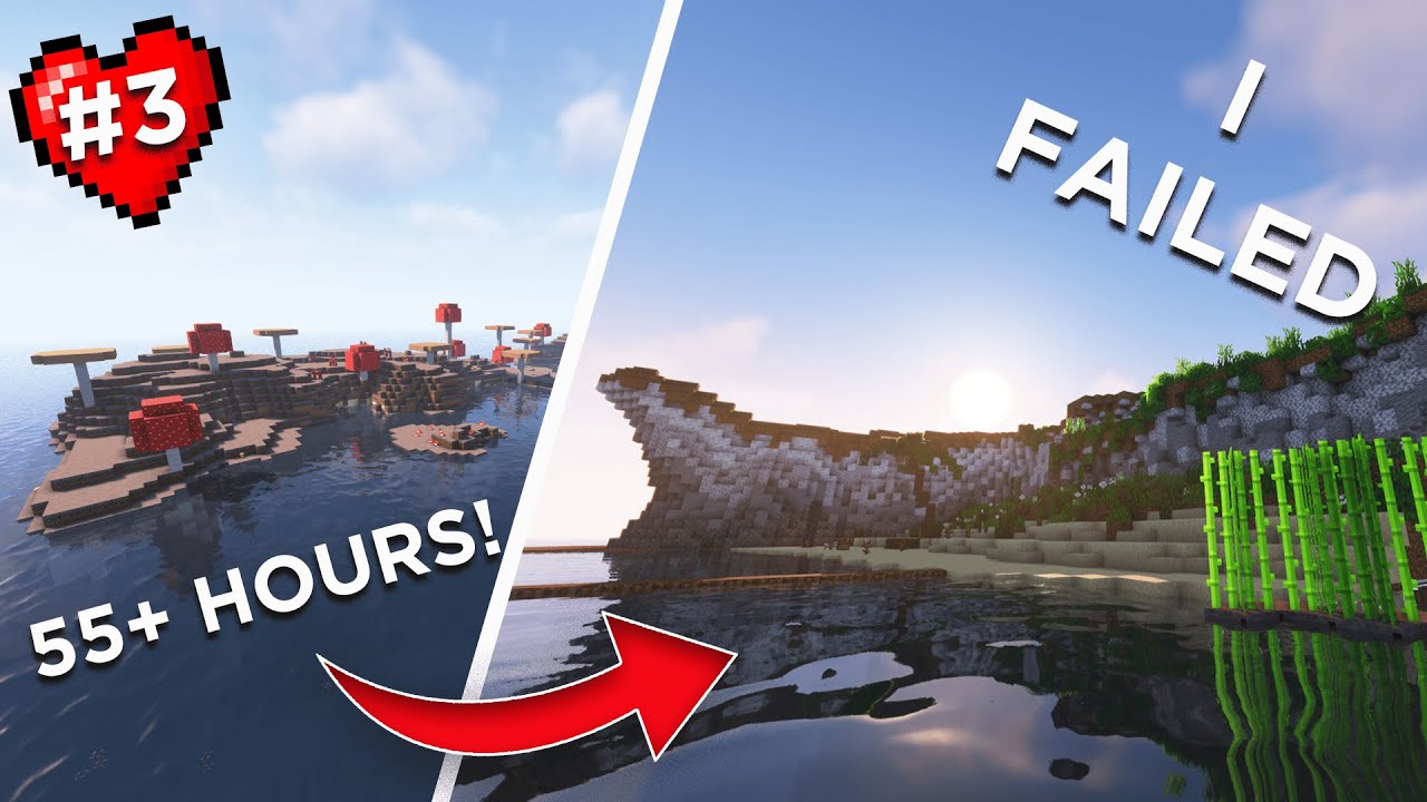 I Transformed an ENTIRE Mushroom Island on Hardcore Minecraft... Almost ...