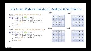 Matrix Operations - Implementation of nested loops and 2D arrays