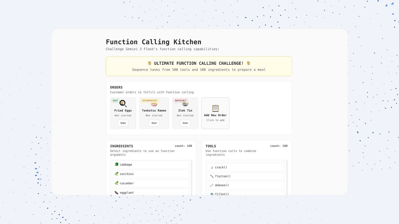 Gemini 3 Flash: Orchestrate a function call kitchen