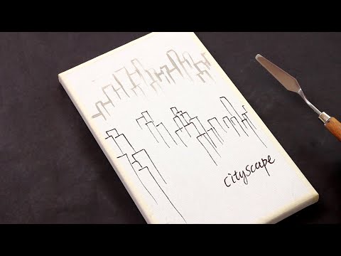 Abstract cityscape Painting with palette knife / Acrylic Painting Step by Step / Easy / Day #276