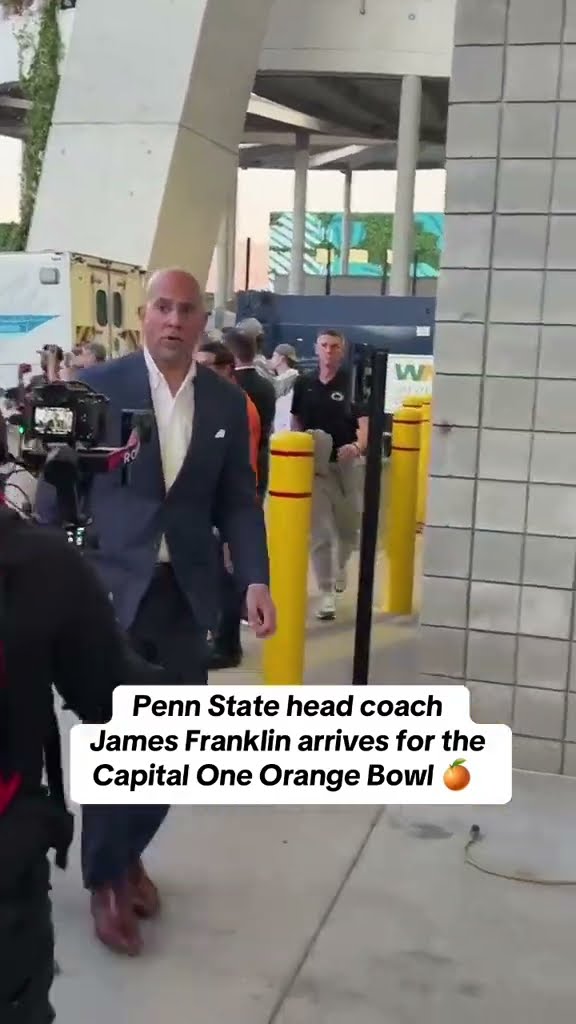 Penn State’s James Franklin arrives for the Orange Bowl ?