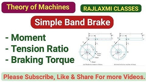 Simple Band Brake।। Moment।। Tension ratio।। Braking Torque।।Theory of Machines।। Important Formulas