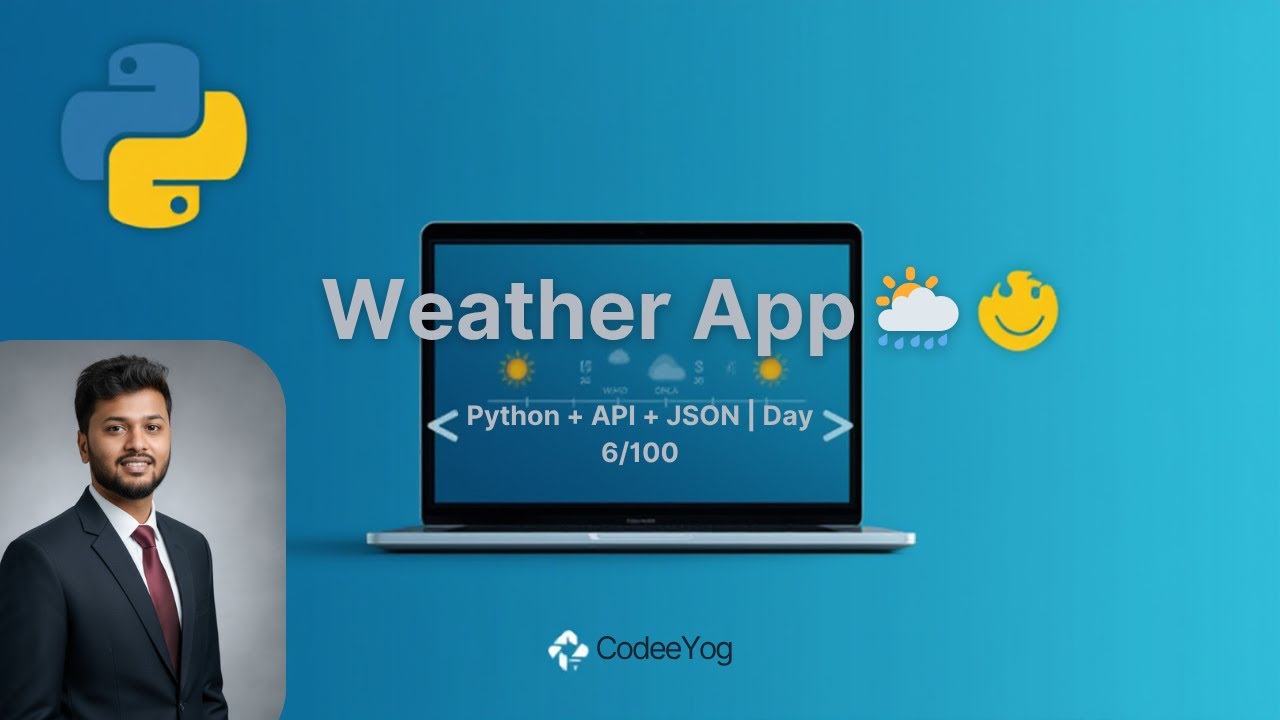Day 6 Weather App in Python using API and JSON Real Time Weather Data ...