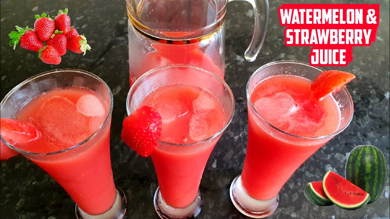 How to Make Fresh Watermelon & Strawberry Juice Refreshing Summer