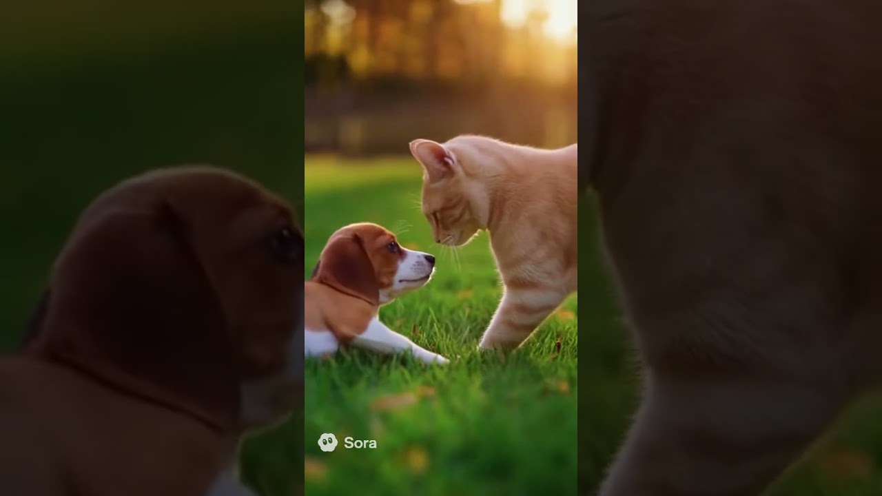 Unexpected Cat & Dog Friendship 🐱🐶❤️ 