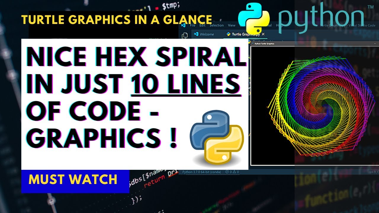 How to create Animated Hex Spiral in 10 Lines of Code - Turtle Graphics ...