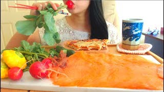 ASMR SALMON SMOKED | CRUNCHY RADISHES SQUASH CUCUMBERS | PIZZA | EATING SOUNDS | NO TALKING