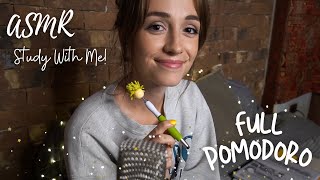 ASMR Study With Me! FULL Pomodoro Session with Timer & Breaks (With Gentle Rain)