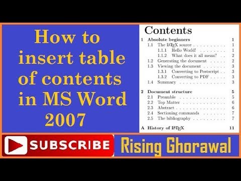 How To Insert Table Of Contents In Ms Word 07 In Hindi Youtube How To Insert Table Of Contents In Ms Word 07 In Hindi Youtube