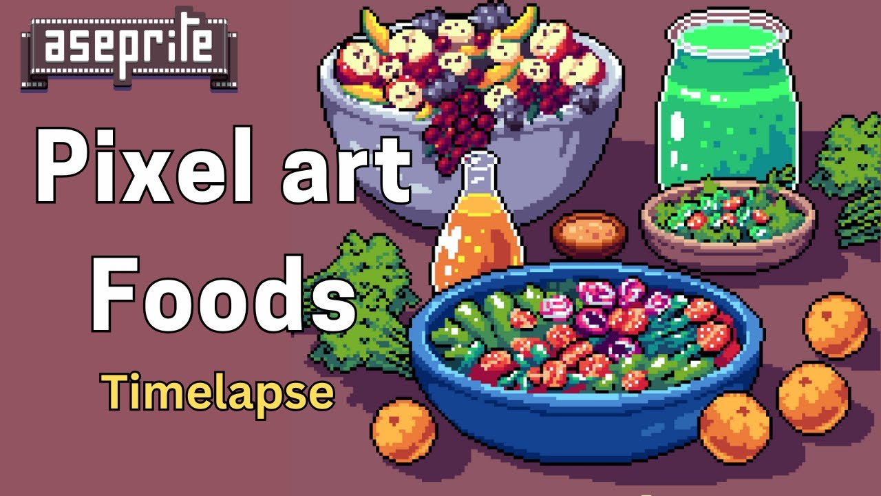 pixel art foods timelapse