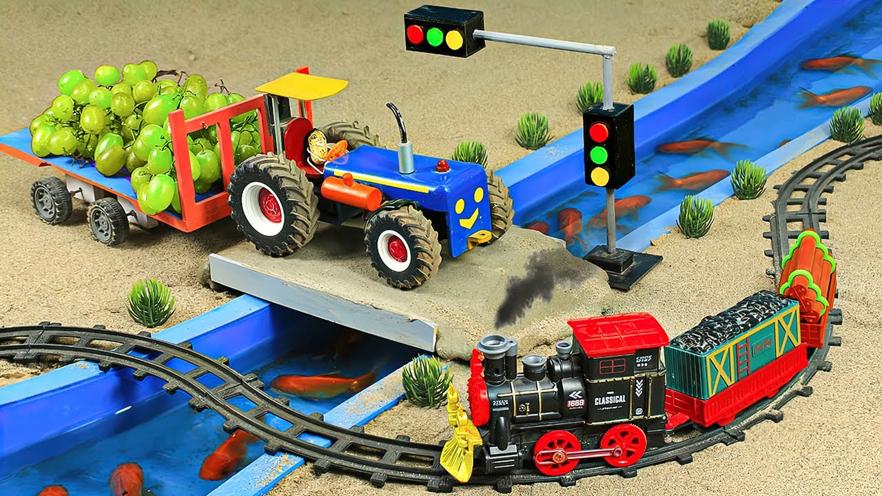 diy tractor making mini Concrete bridge | diy tractor grapes juice machine || DongAnh mini