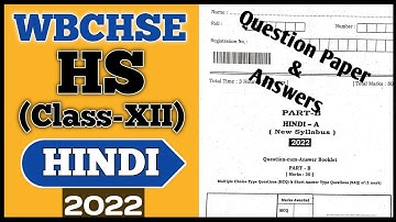 WBCHSE HS(Class-XII) HINDI 2022 || Question Paper and Answer Solution || Homy English