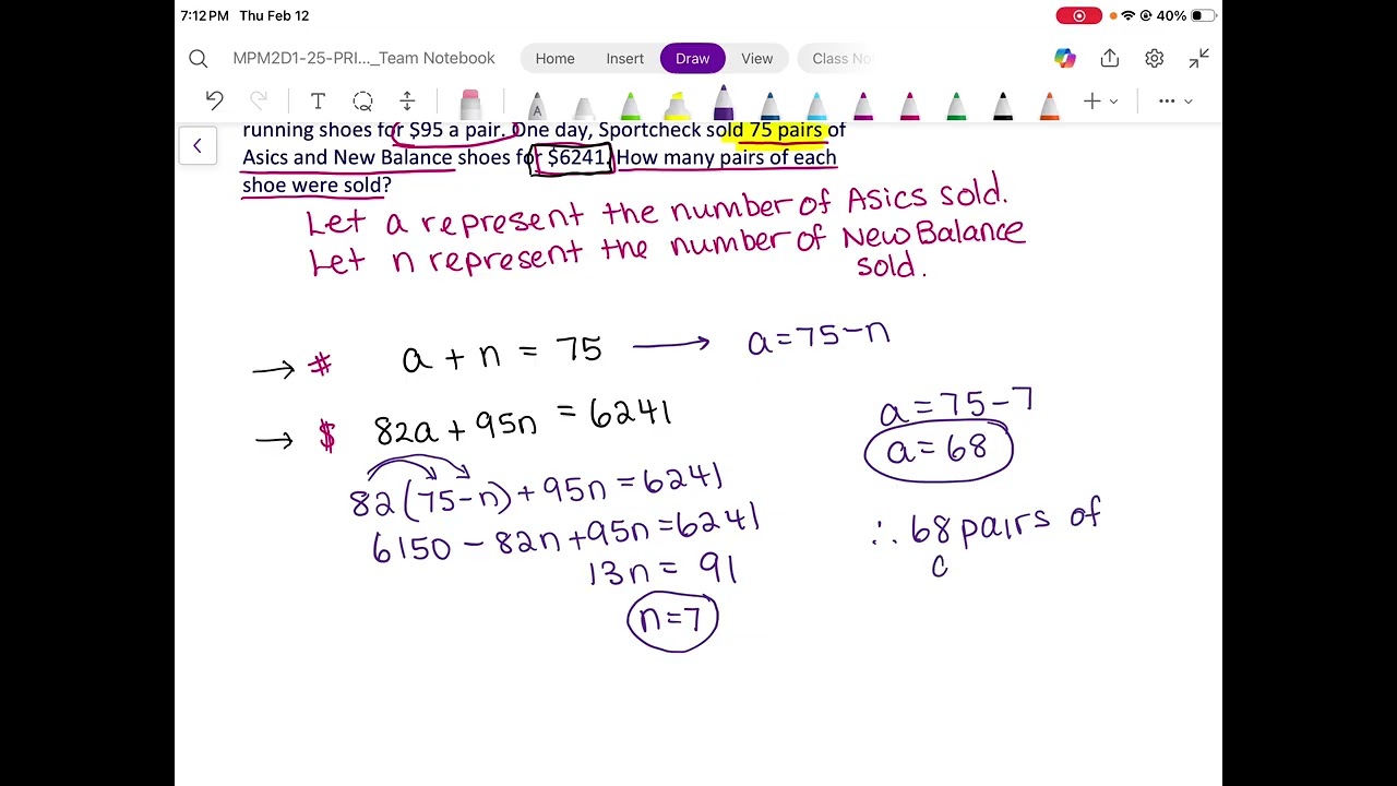 Linear systems word problems part 1