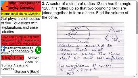 88  IMO International Maths Olympiad Maths free Video3 Std 10 Surface Areas and Volumes by Vishal Ma
