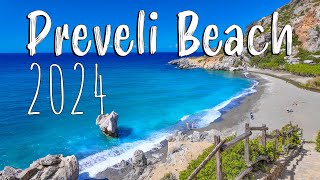 Preveli Beach, walking tour 4k, drone shots, Kreta, Greece 2024