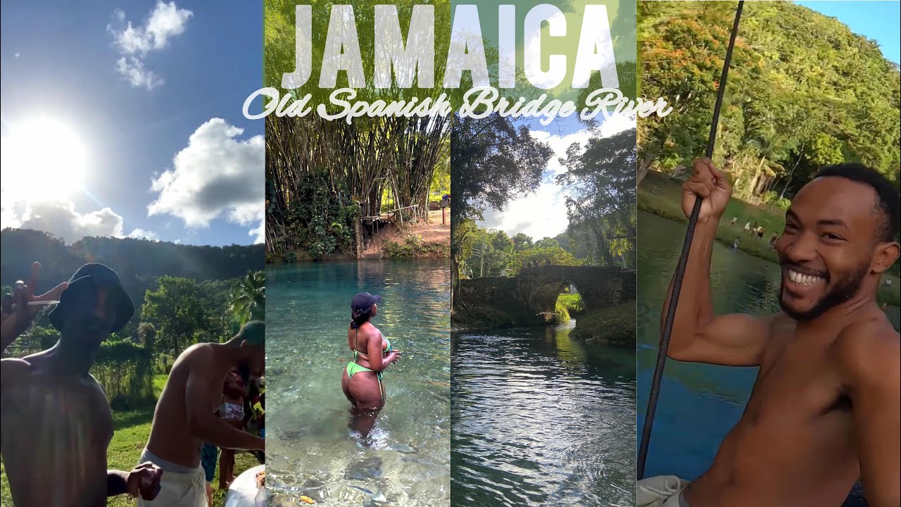 VLOG JAMAICA OLD SPANISH BRIDGE RIVER Jumping from rope swing