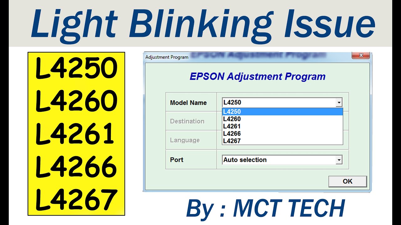 Epson L4250,L4260,L4261,L4266,L4267 Adjustment program Resetter IIService  Required Issue By MCT TECH - YouTube