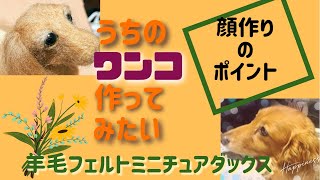 羊毛フェルト「ミニチュアダックス」顔作りのポイント！ - YouTube