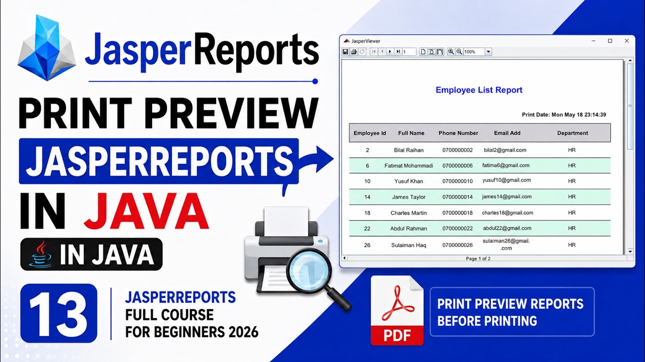 JasperReports Tutorial for Beginners 2026 | Print Preview Reports in ...