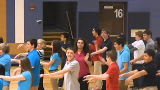 Brandon and the rest of the 8th grade class of Hyre CLC doing the Macerena