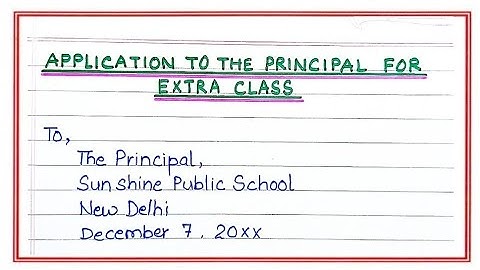 Application to the Principal for Extra Class in English