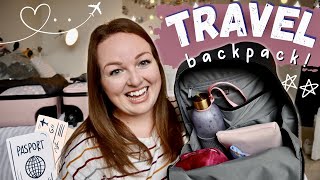 WHAT'S IN MY TRAVEL BAG? ✈ carryon essentials, Away Front Pocket Backpack & hand luggage tips!