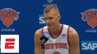 [FULL] Kristaps Porzingis is ‘making progress every day’ but no return date | NBA Media Day | ESPN