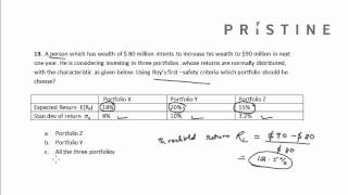 Celebrity CFA Tutorial: Quantitative Methods (Selecting a Portfolio when Standard Deviation is given) Wealth